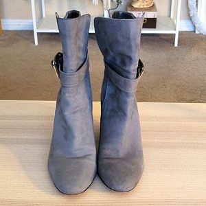Vince Camuto Suede Gray Block Heel Boots  (Size 5)